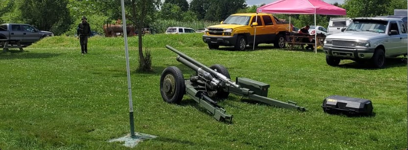 Defcon Industries airsoft cannon displayed outdoors